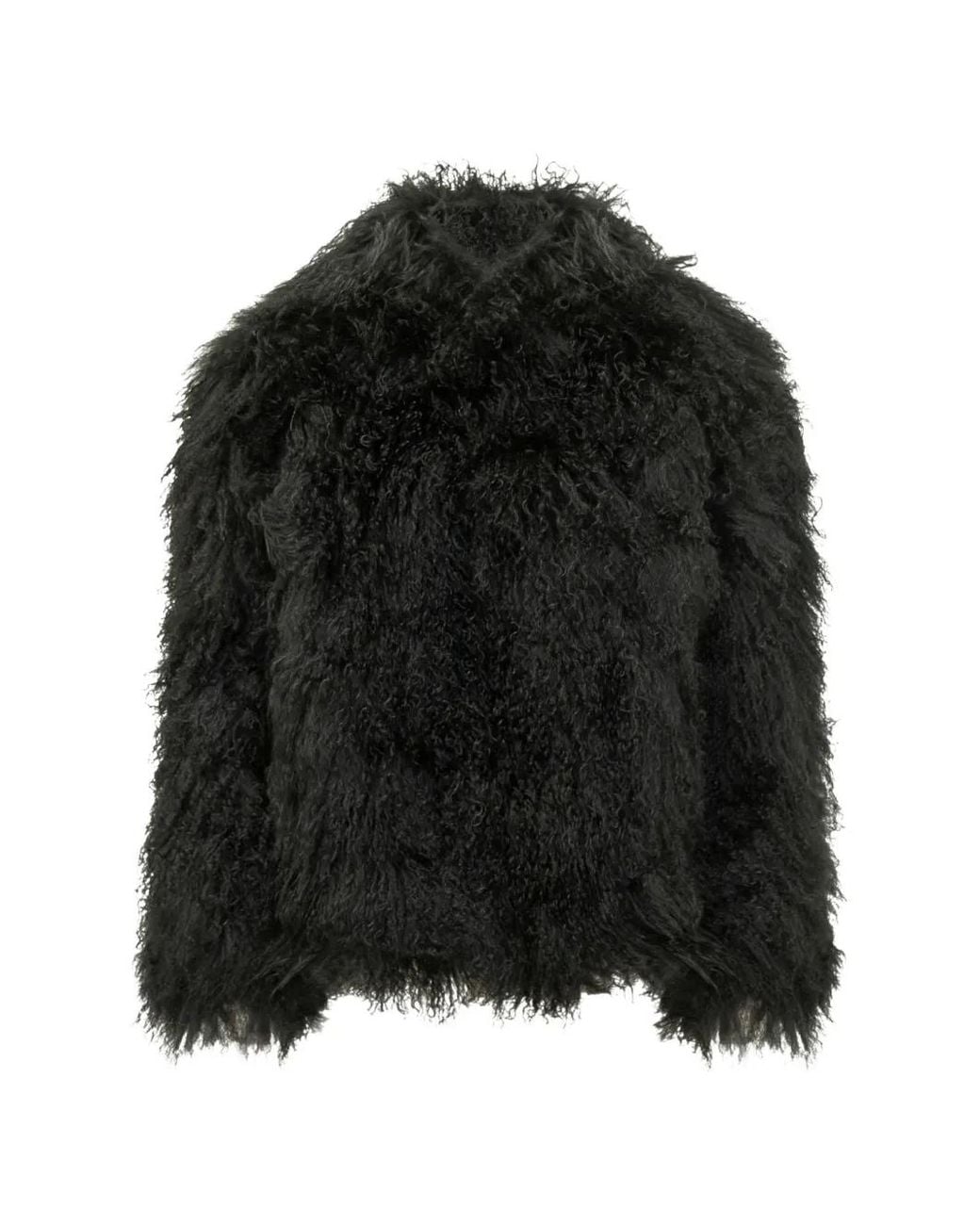 Martha Louis Black Mongolian Fur Jacket