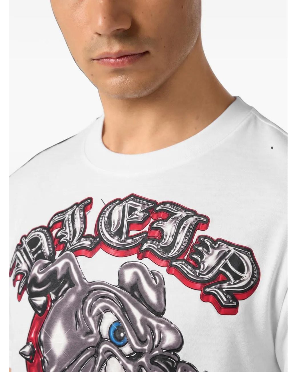 Philipp Plein White T-Shirt Round Neck Ss Bulldogs for men