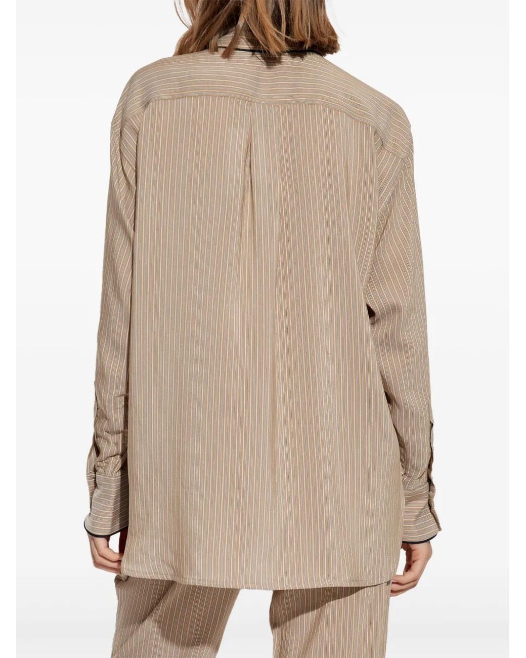Victoria Beckham Natural Stripe Pajama Shirt