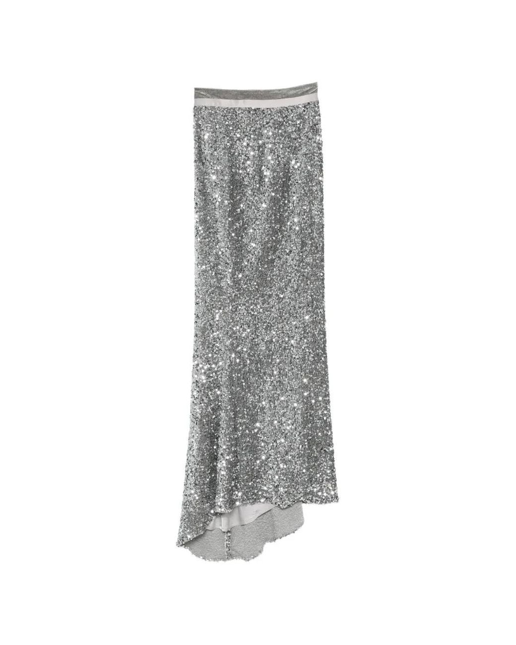Styland Gray Sequin-Embellished Maxi Skirt
