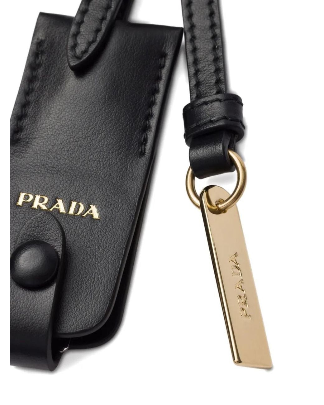 Prada White Mirror-Case Keychain