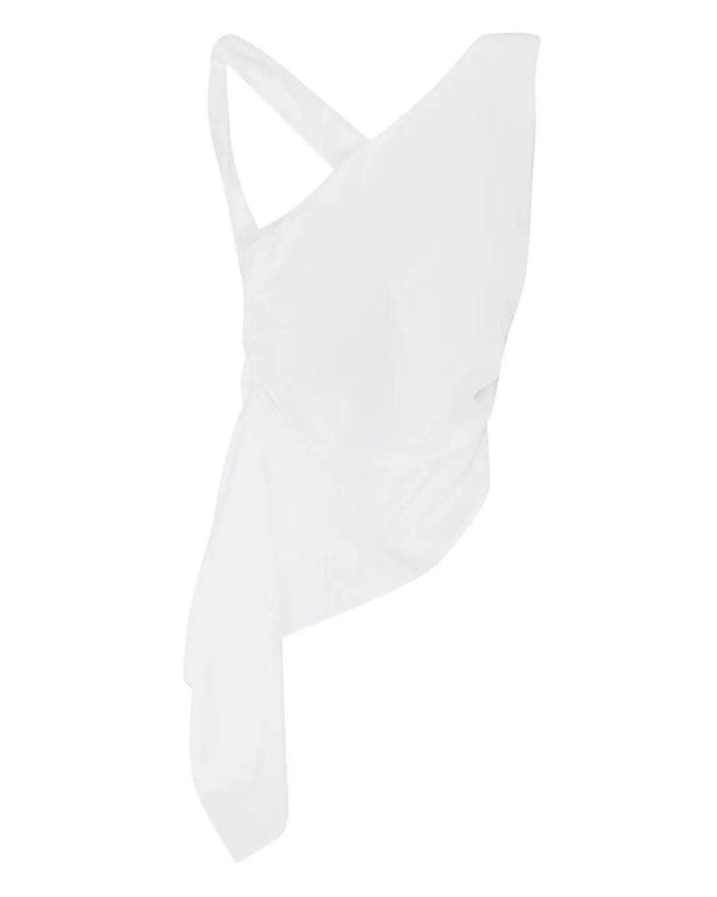 Rhude White Asymmetrical Draped Blouse