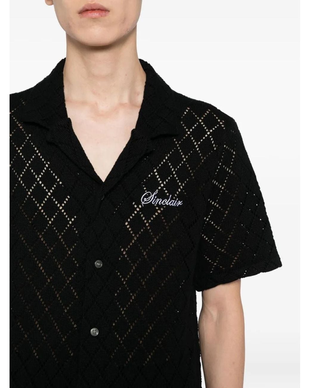 Sinclair Black Logo-Embroidered Shirt for men