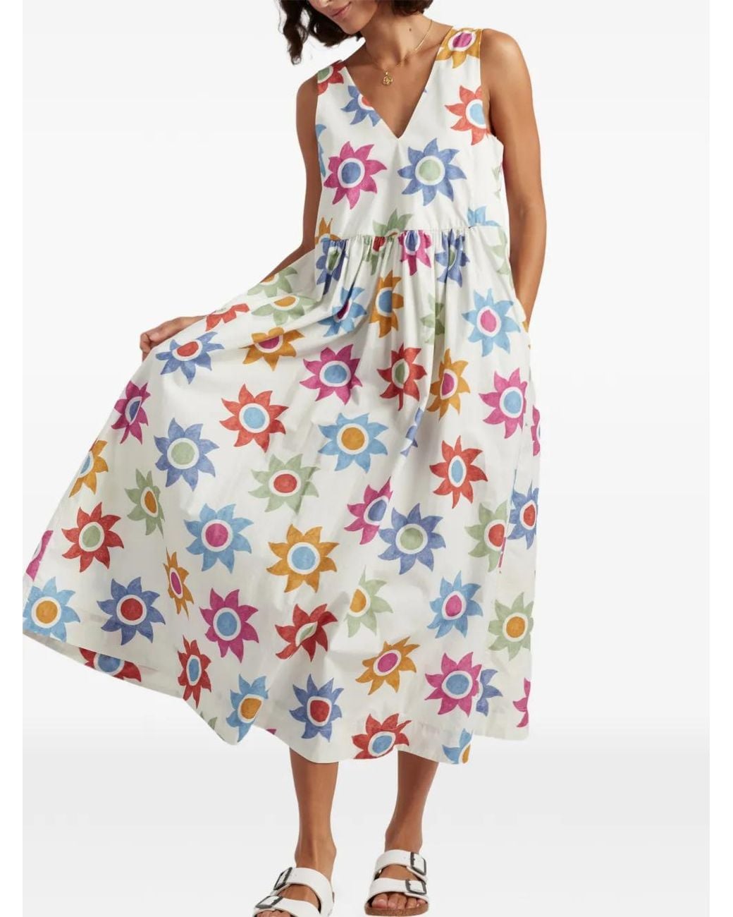 Chinti & Parker White V-Neck Midi Dress
