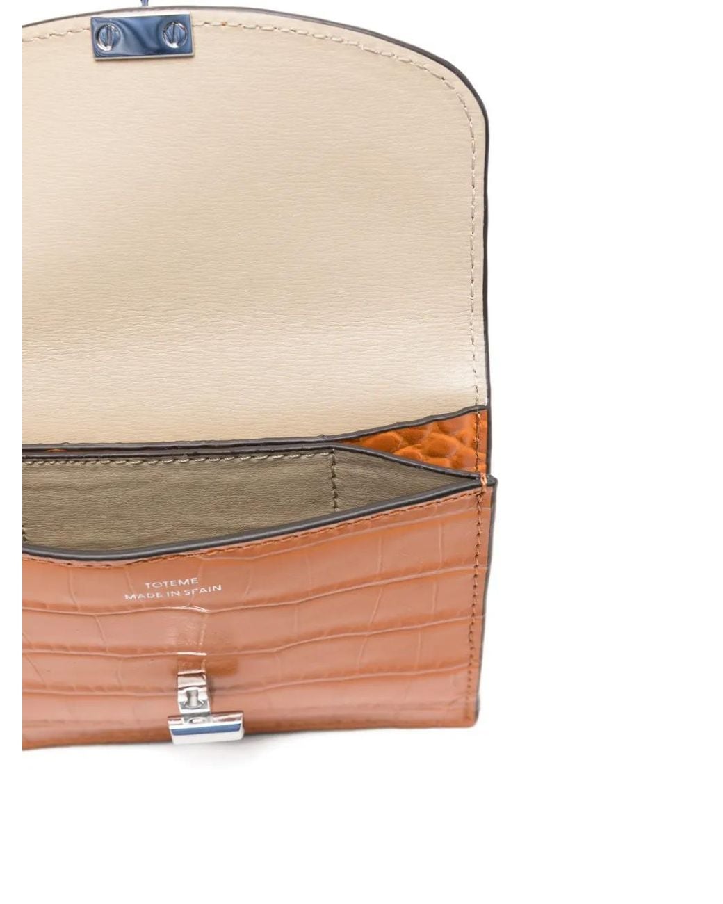 Totême Orange T-Lock Croco-Embossed Cardholder