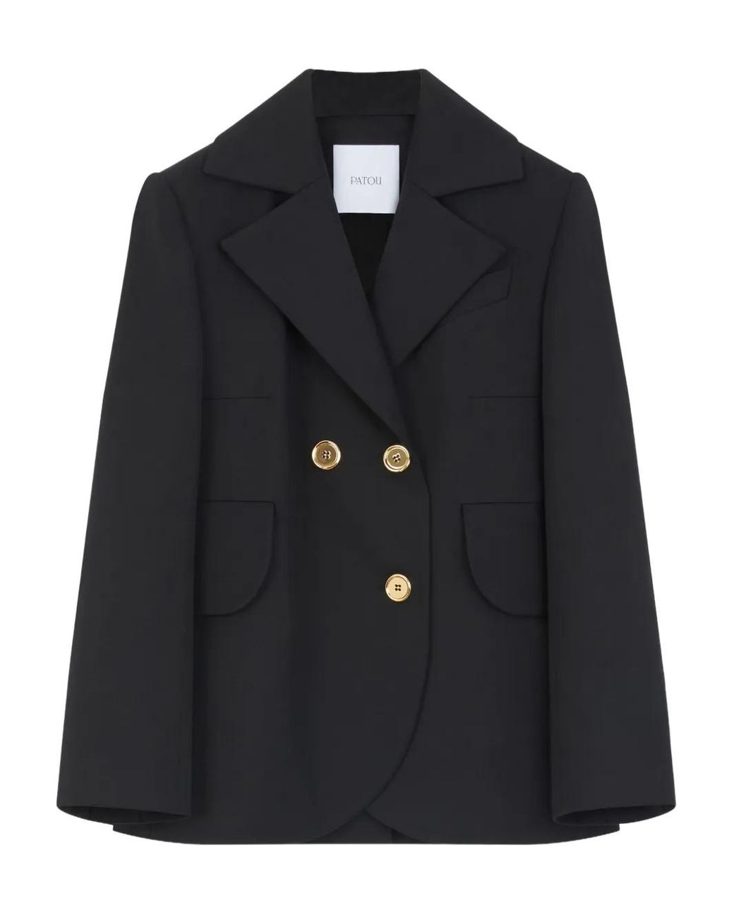 Patou Black Belted Double-Breasted Blazer