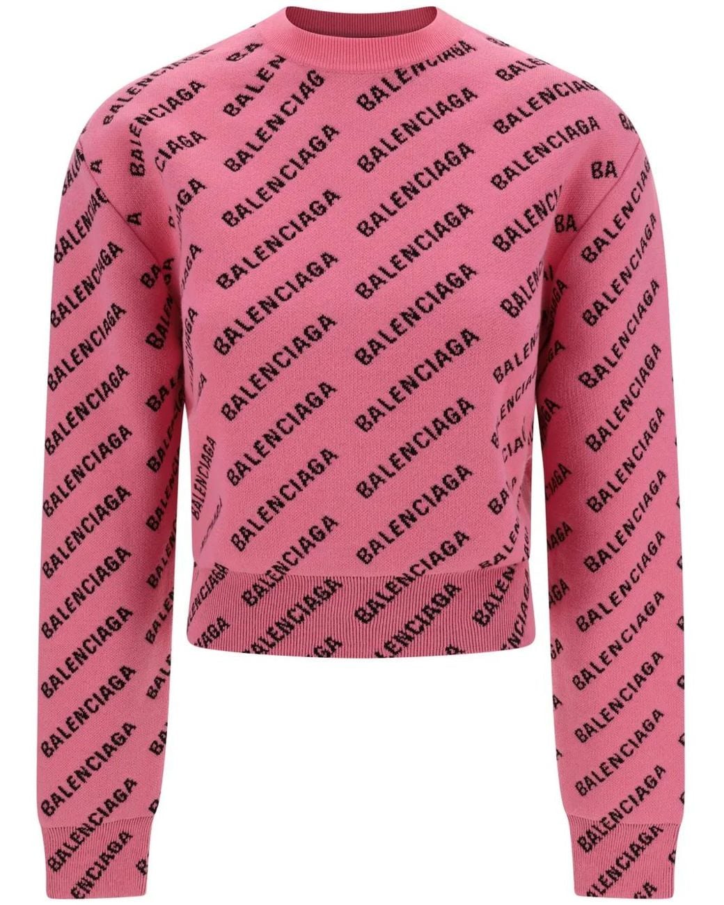 Balenciaga Pink Jacquard Crew-Neck Sweater