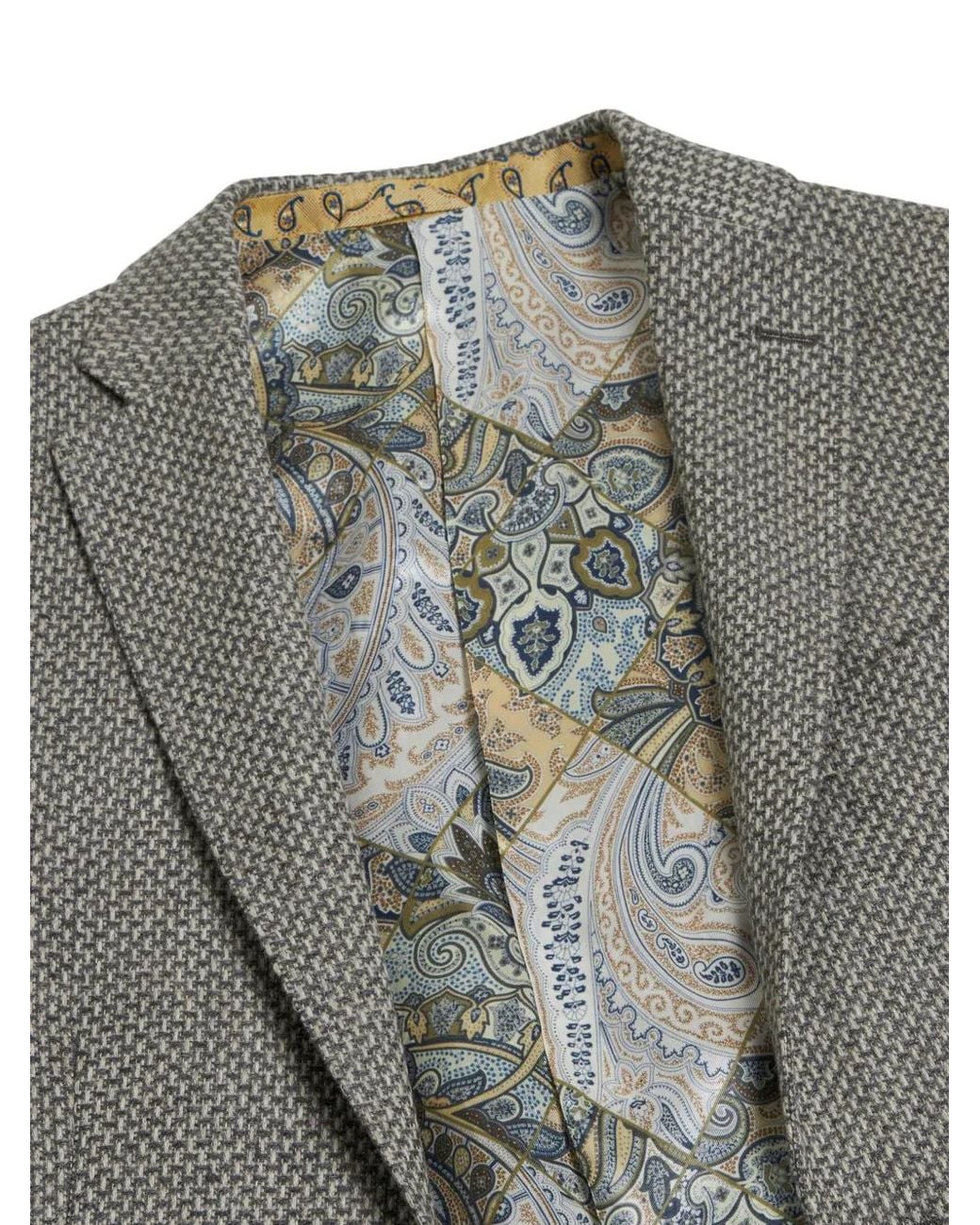 Etro Gray Single-Breasted Wool Blazer for men
