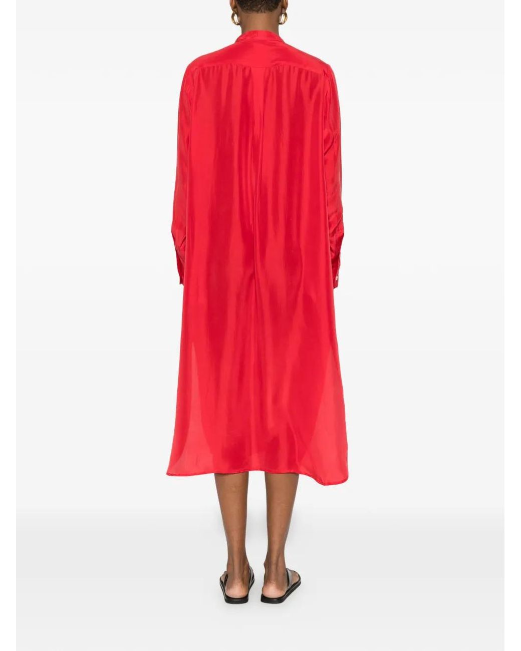 P.A.R.O.S.H. Red Robe Mi-Longue À Boutonnière