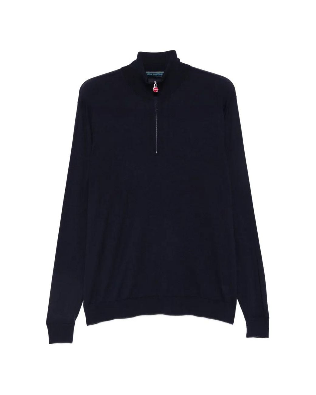 Kiton Blue Quarter-Zip Mock-Neck Sweater for men
