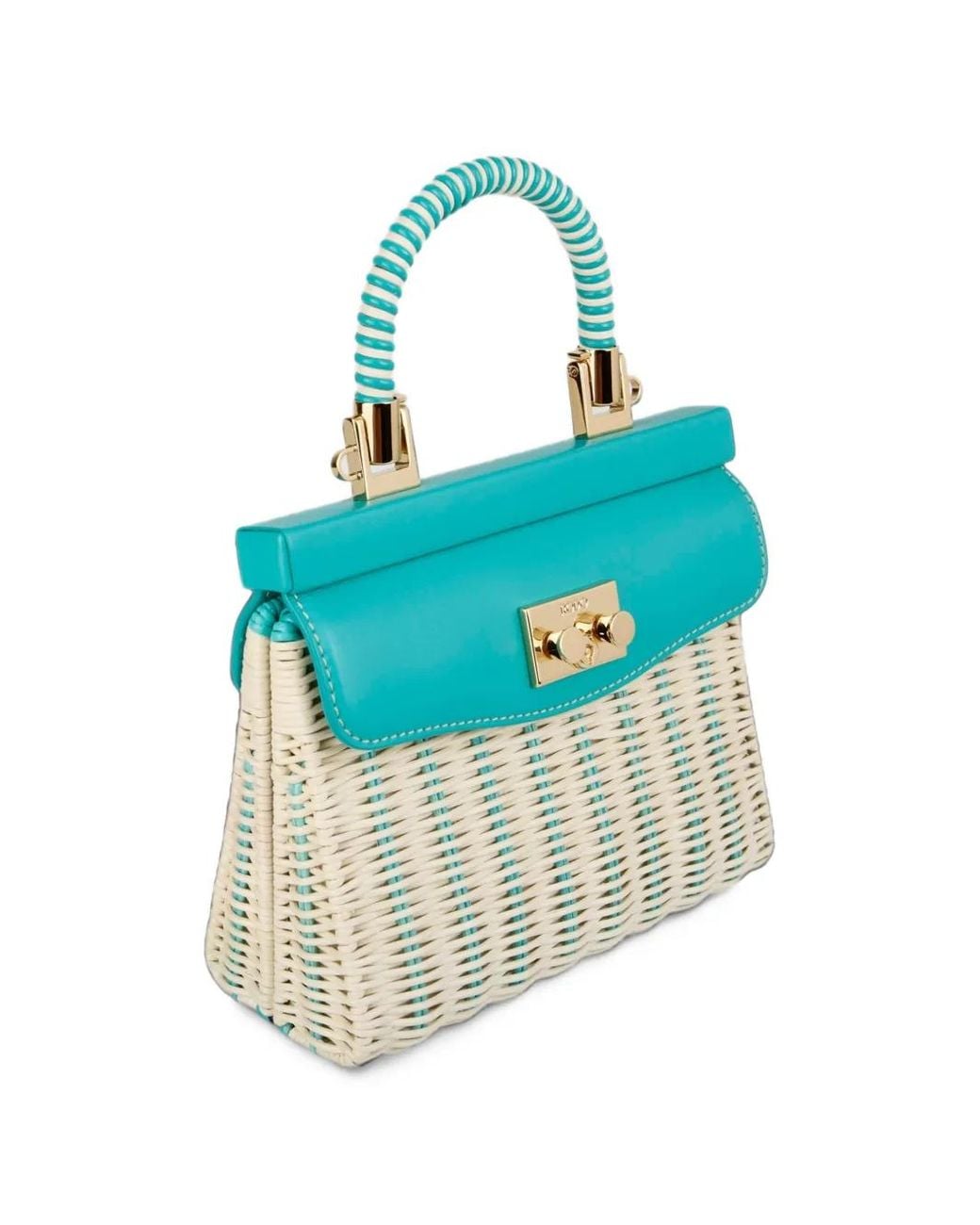 Rodo Blue Calf Leather-Trim Clutch Bag