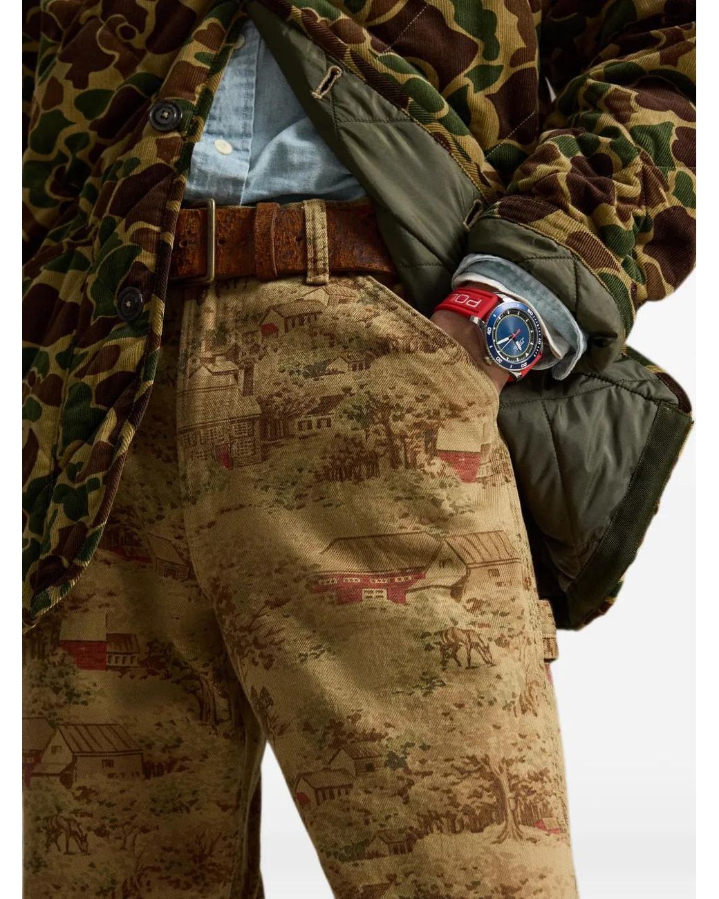Polo Ralph Lauren Natural Landscape-Print Straight-Leg Trousers for men