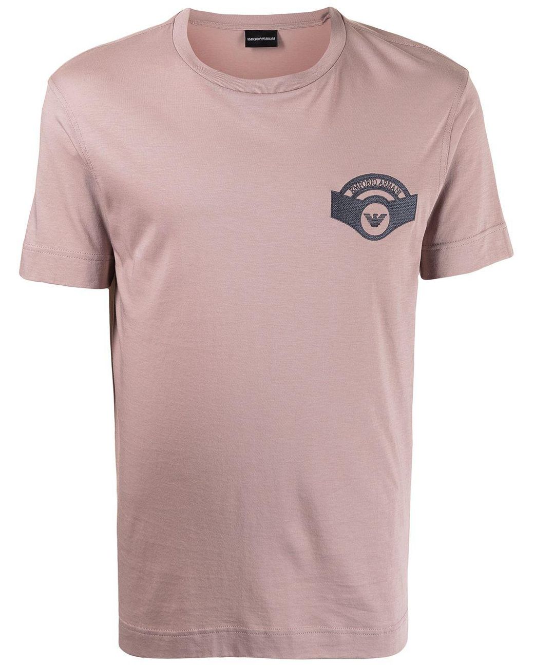 Emporio Armani Logo-print Cotton T-shirt in Pink for Men - Lyst
