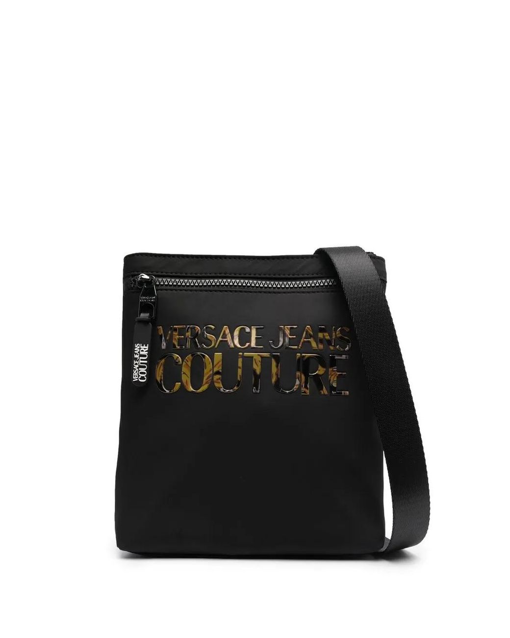 Versace Jeans Couture Black Logo Print Crossbody Bag for men