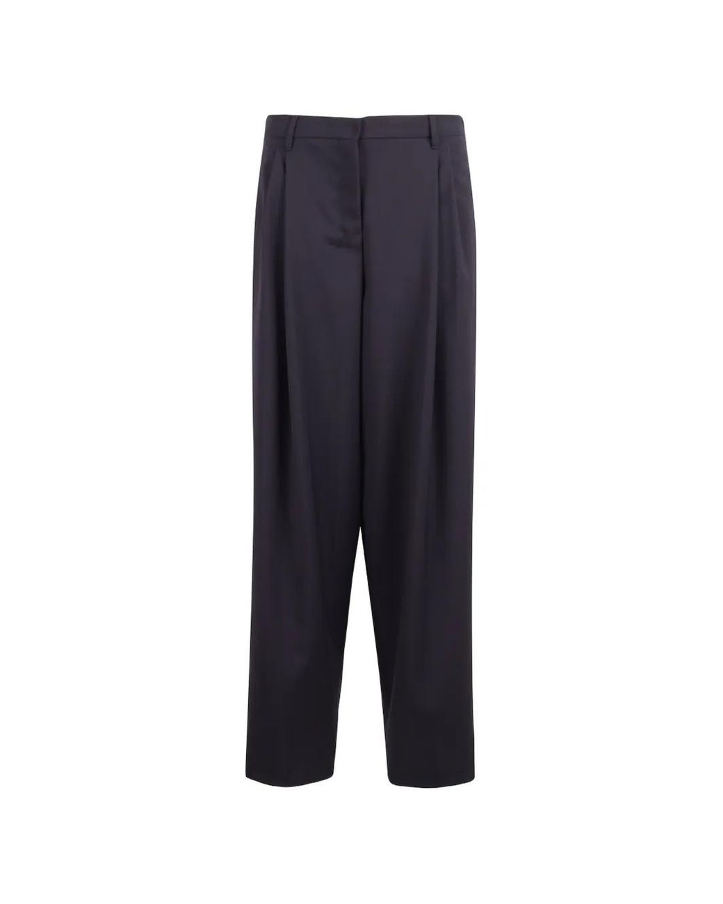 Max Mara Blue Pleated Wide-Leg Trousers