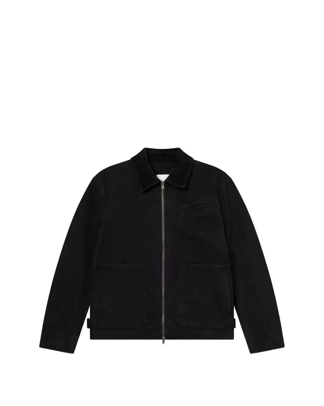 WOOD WOOD Black Bo Corduroy-Collar Zip-Up Cotton Jacket for men