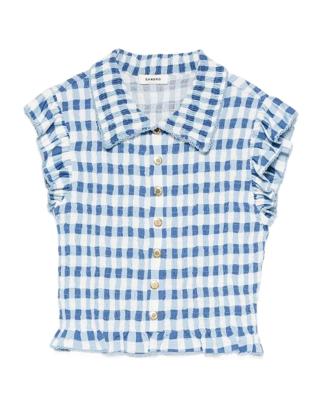 Sandro ラッフルチェック シャツ ブルー | Lyst