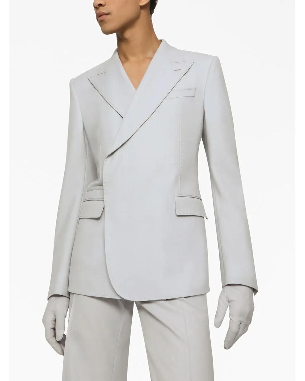 Dolce & Gabbana Gray Single-Breasted Wool Blazer for men