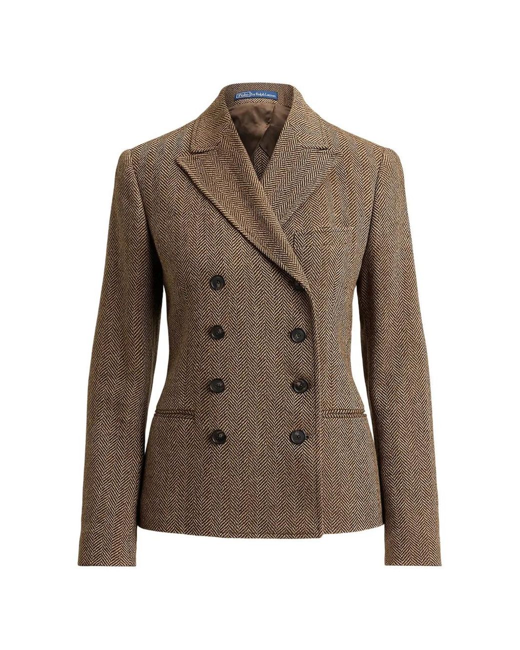 Polo Ralph Lauren Brown Herringbone Double-Breasted Blazer