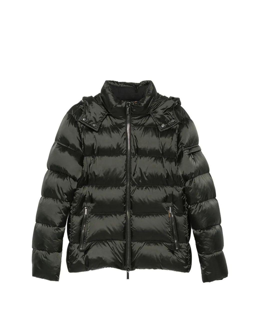 Moorer Black Brett Quilted Hooded Jacket for men