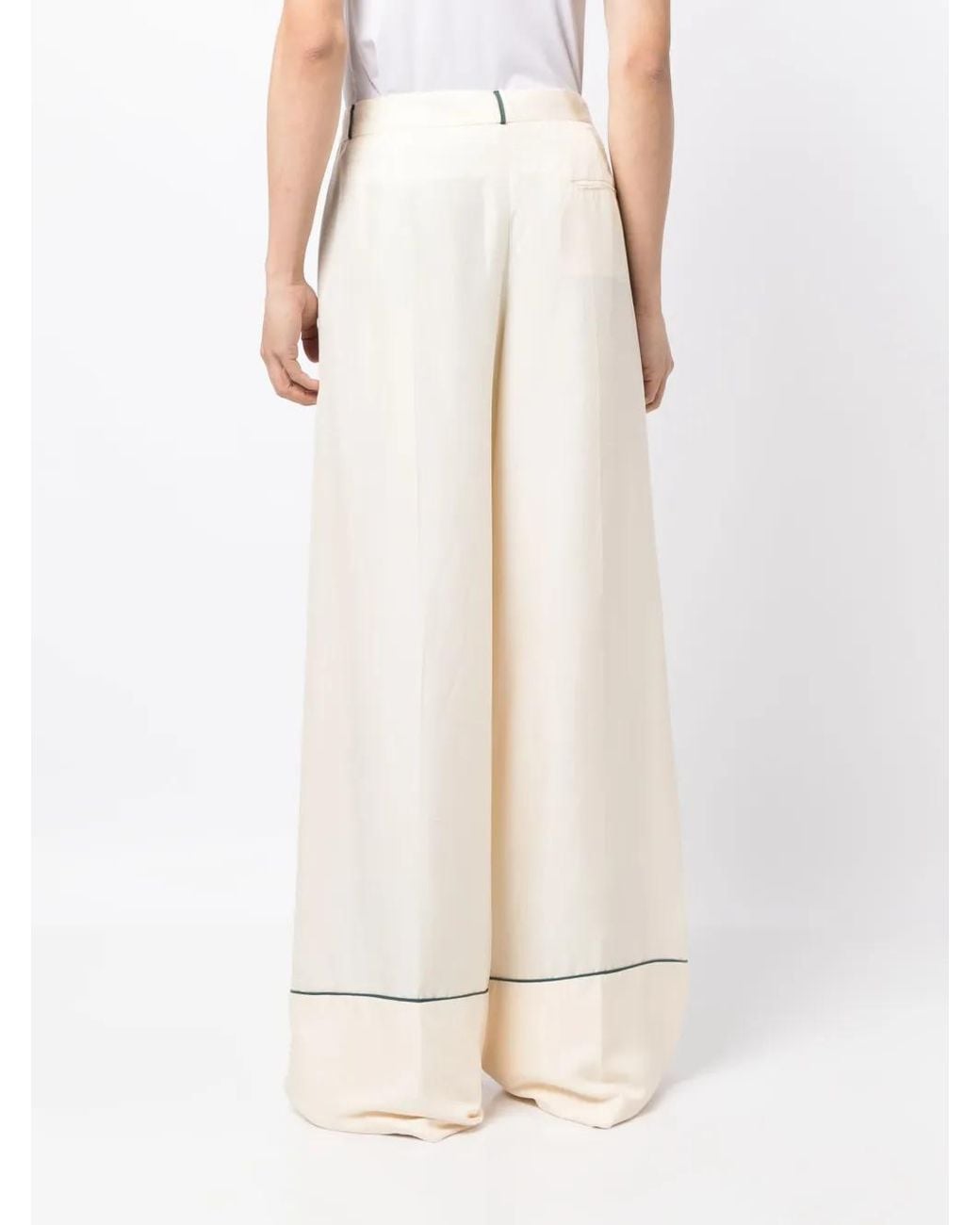 Bally White Contrast-Piping Silk Pyjama Trousers for men