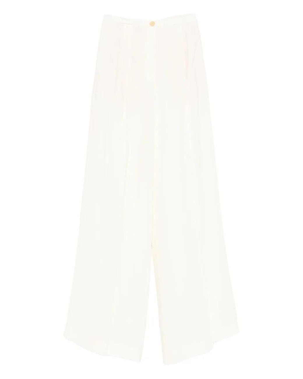 Forte_forte White Pleated Wide-Leg Trousers