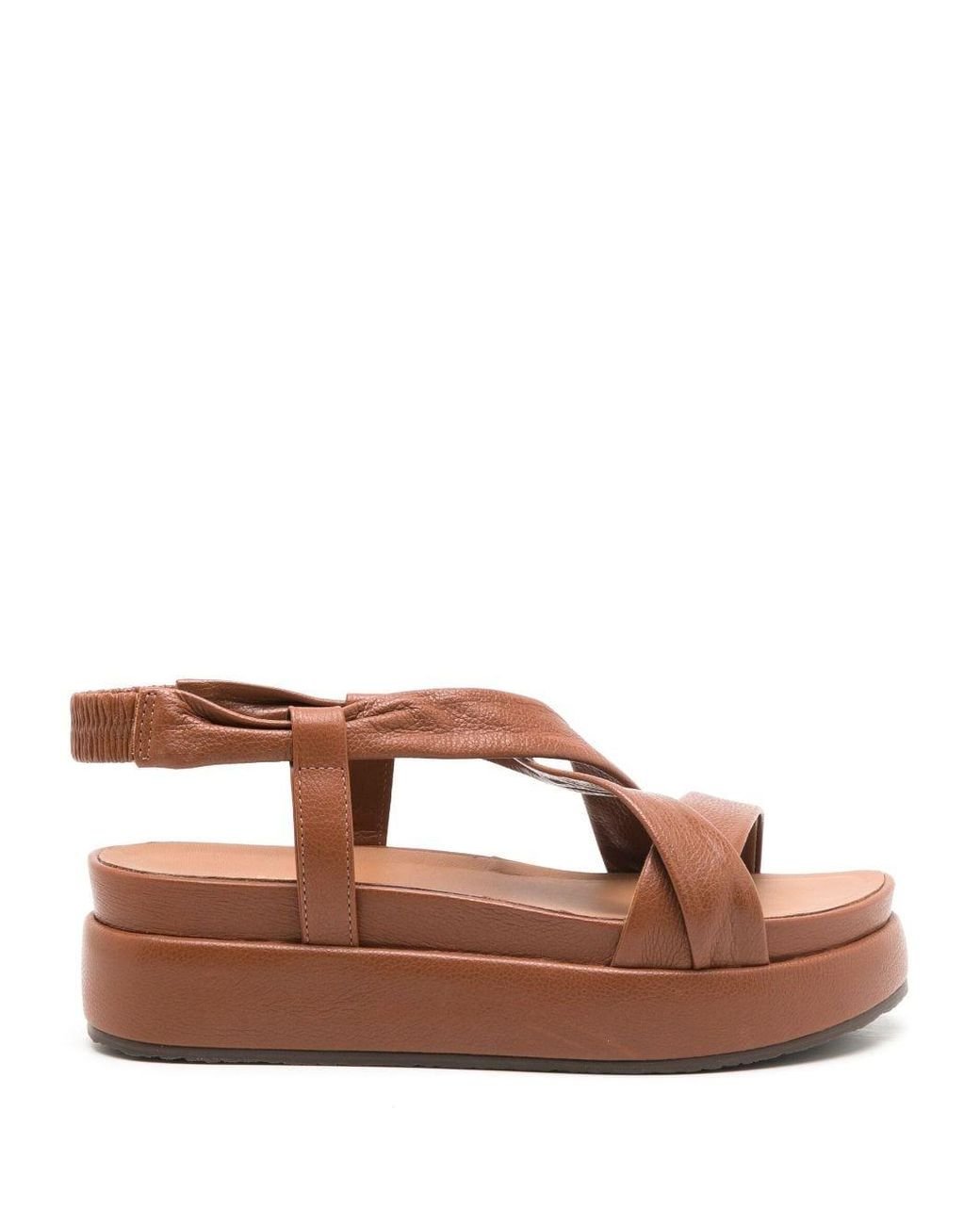 Sarah Chofakian Vionned Leather Platform Sandals in Brown | Lyst