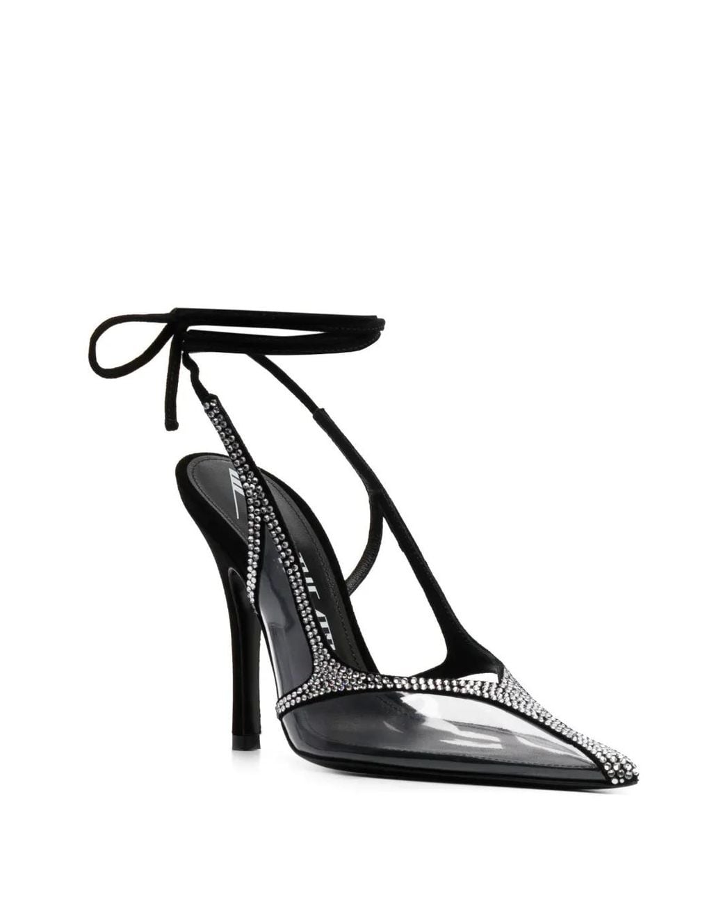 The Attico Black Venus Chrome Slingback Pumps