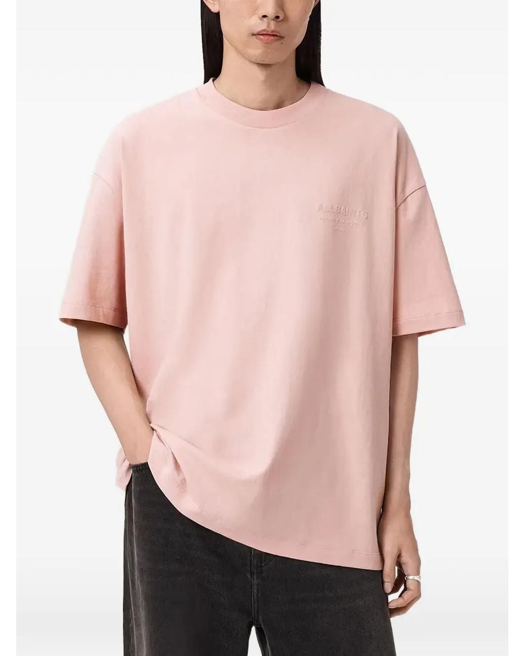 AllSaints Pink Xander Oversized Cotton T-Shirt for men