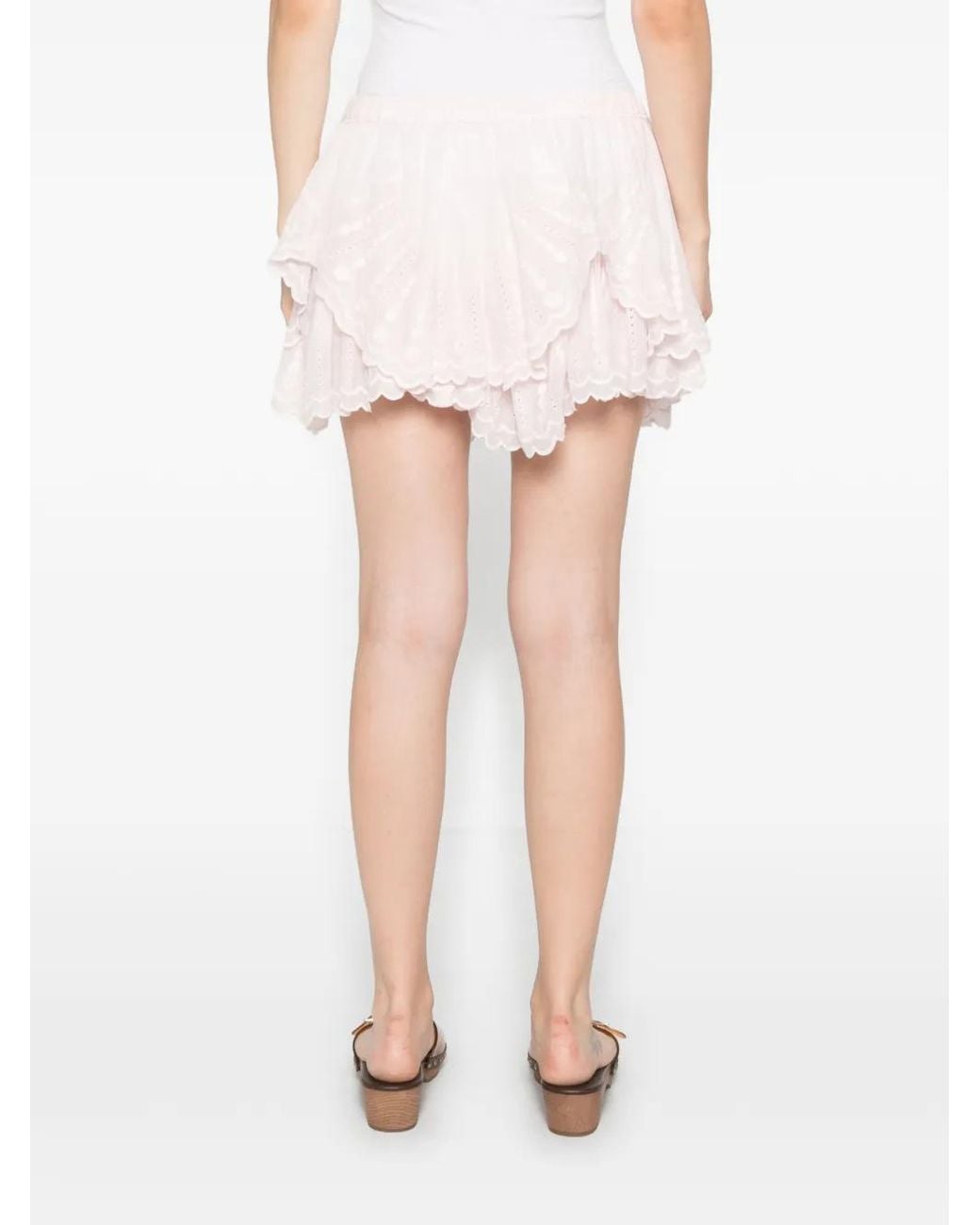 Isabel Marant Pink Short En Broderie Anglaise À Logo