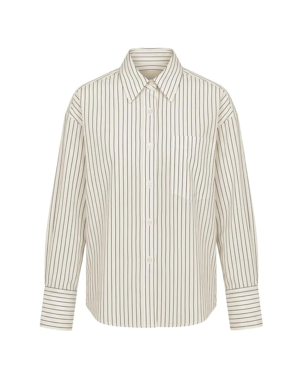 Arlo Mott White Chemise Watts Rayée Boutonnée Sur Le Côté