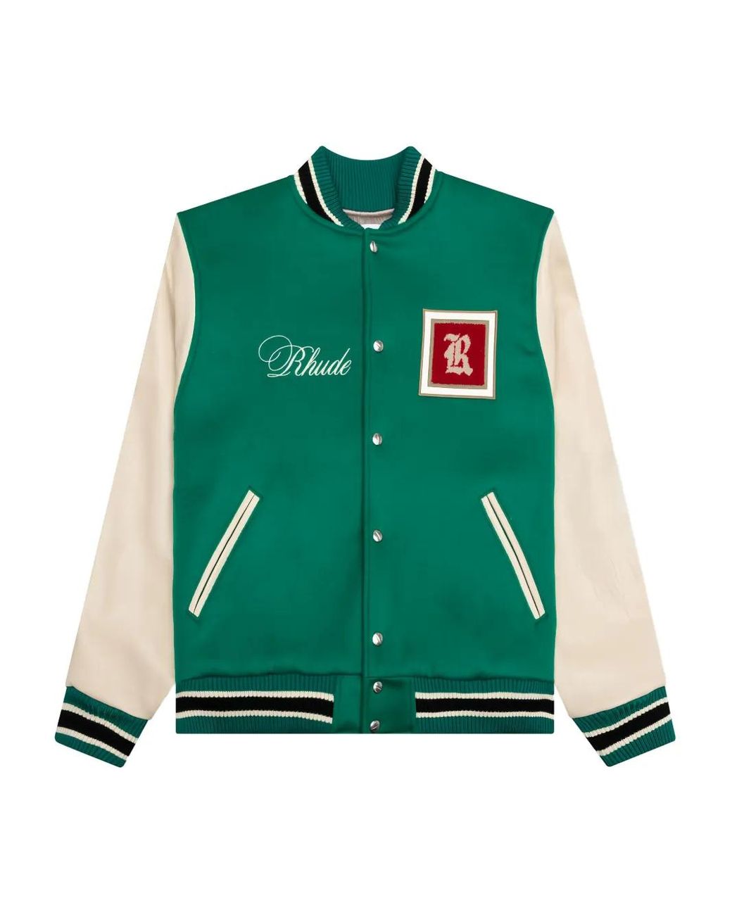 Rhude Green Tile-Pattern Bomber Jacket for men