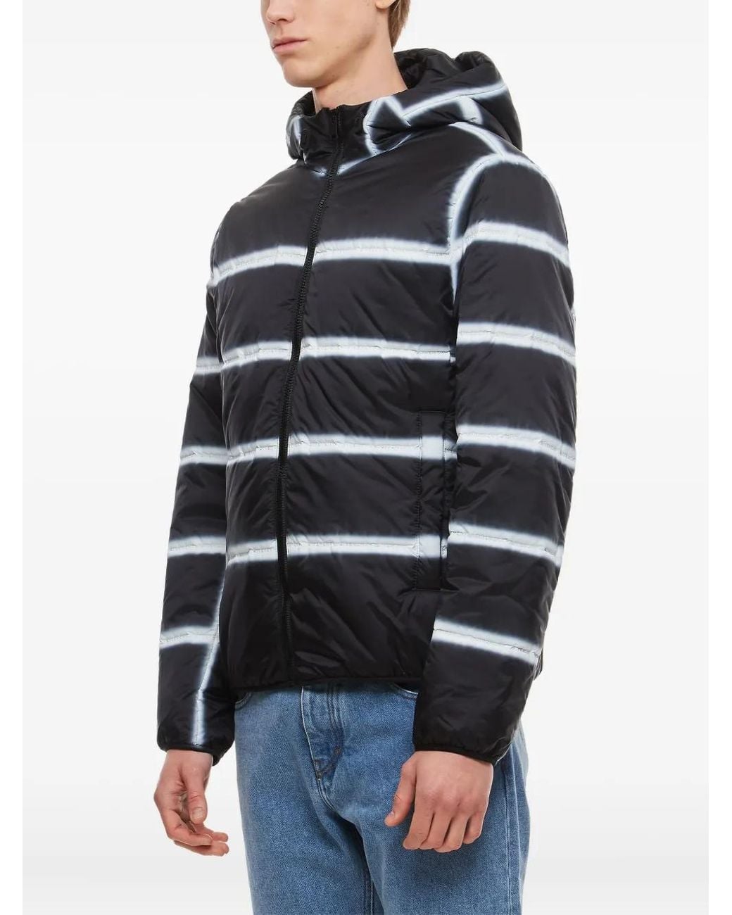 Givenchy Blue Hooded Stripe-Pattern Jacket for men