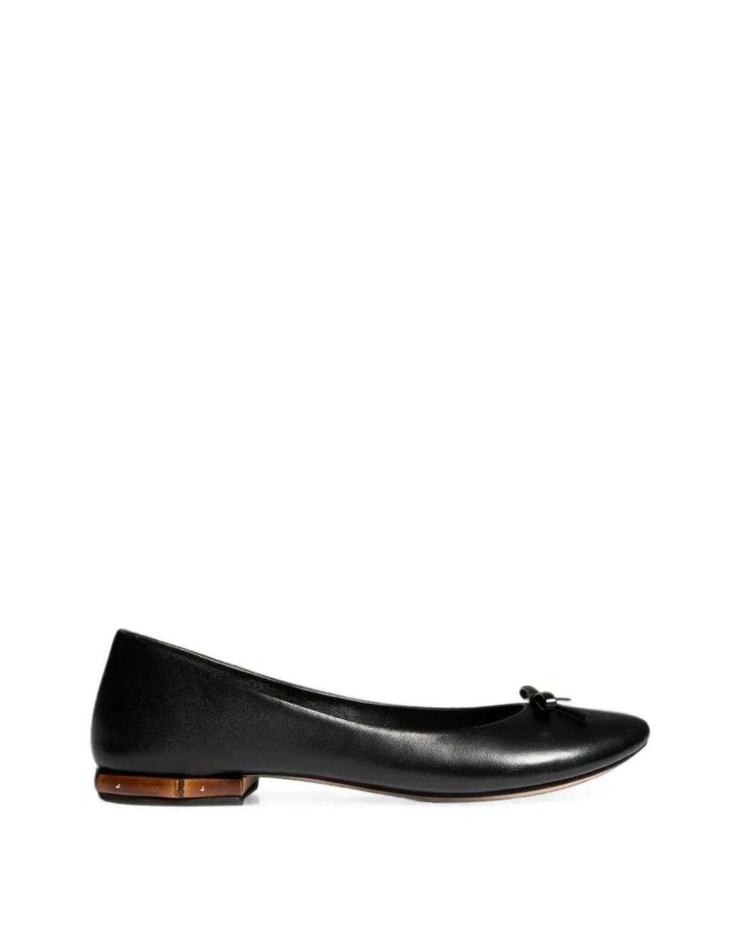 Gucci Black Bamboo-Detail Bow Ballet Flats