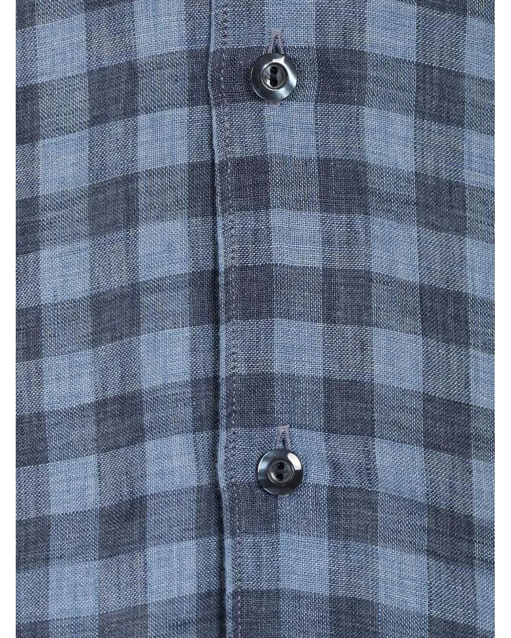 Al Duca D'aosta Blue Gingham-Check Shirt for men