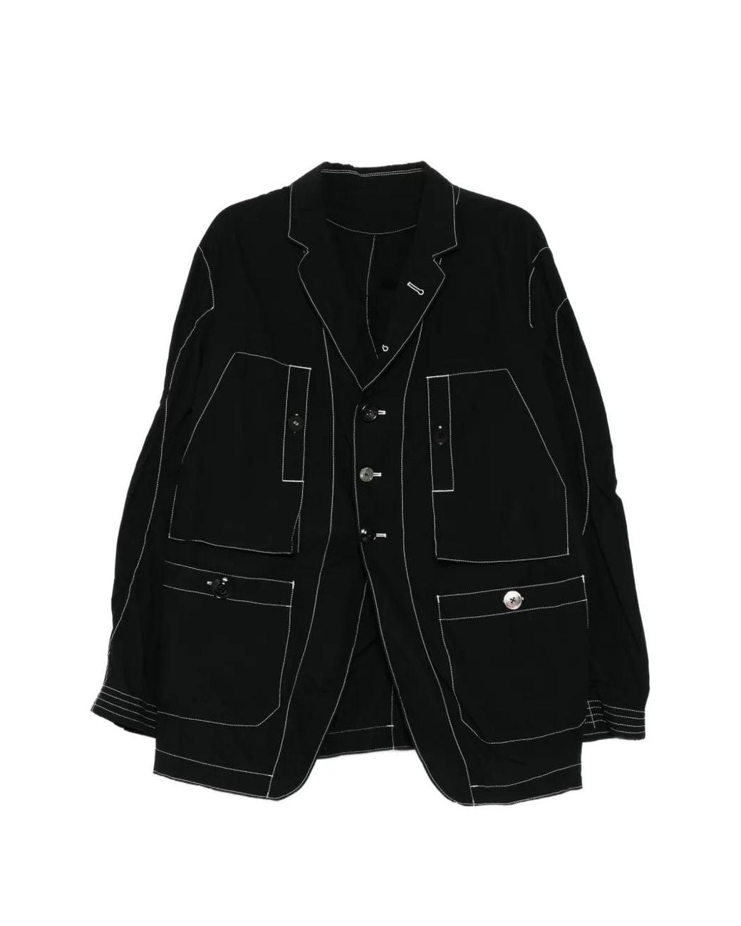 Undercover Black Contrast-Stitch Blazer for men