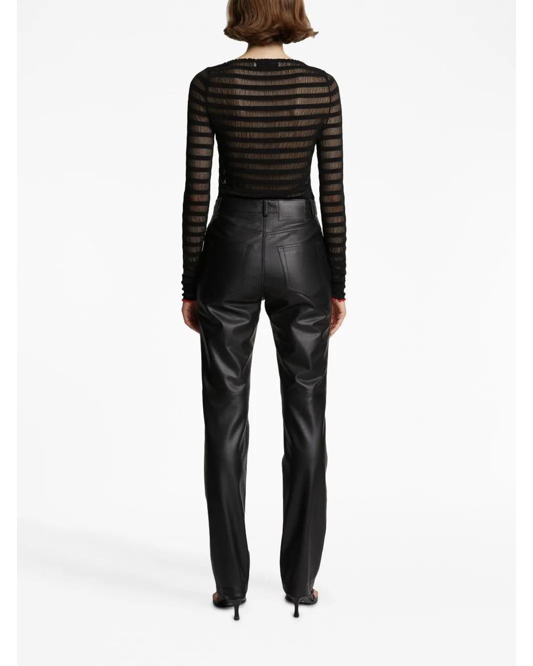 Proenza Schouler Black Leather Straight-Leg Trousers
