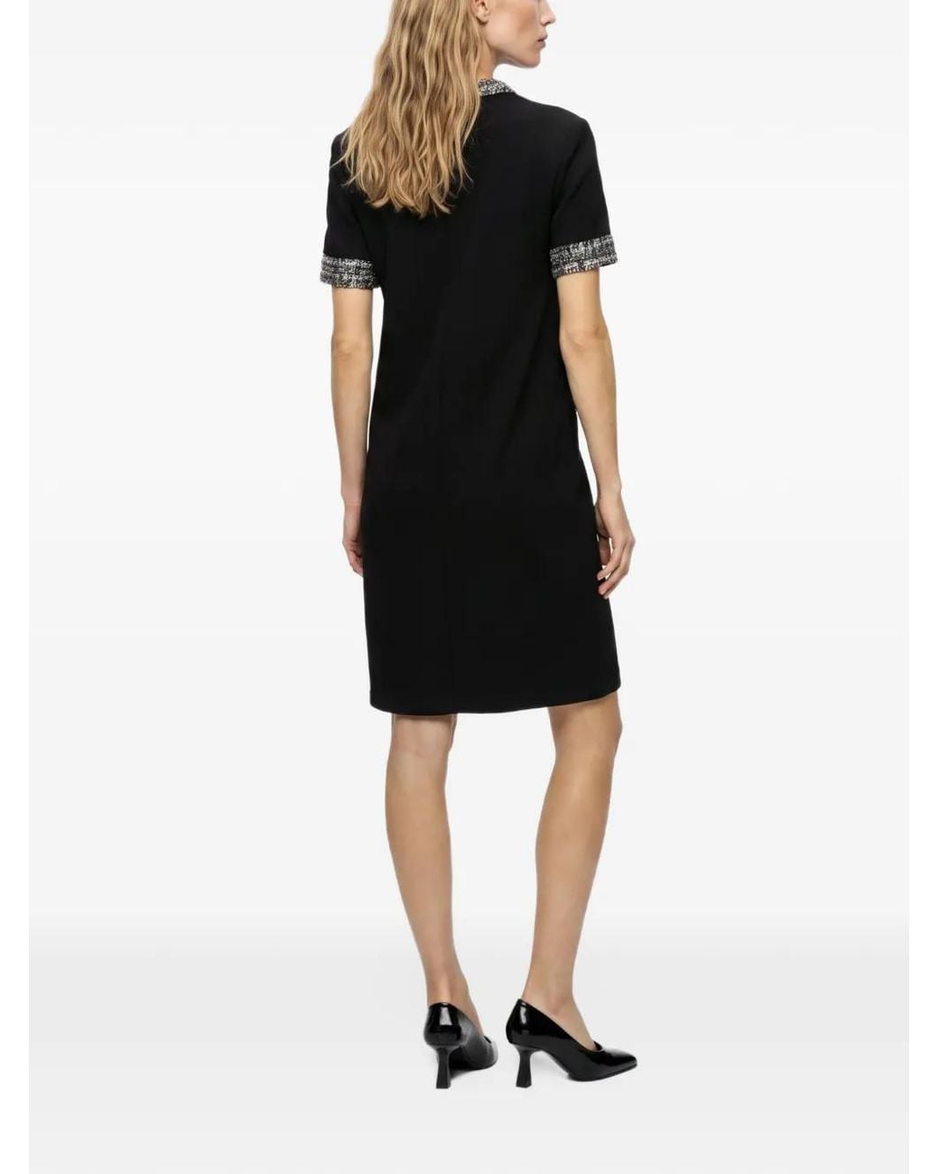 Karl Lagerfeld Black Bouclé-Trim T-Shirt Mini Dress