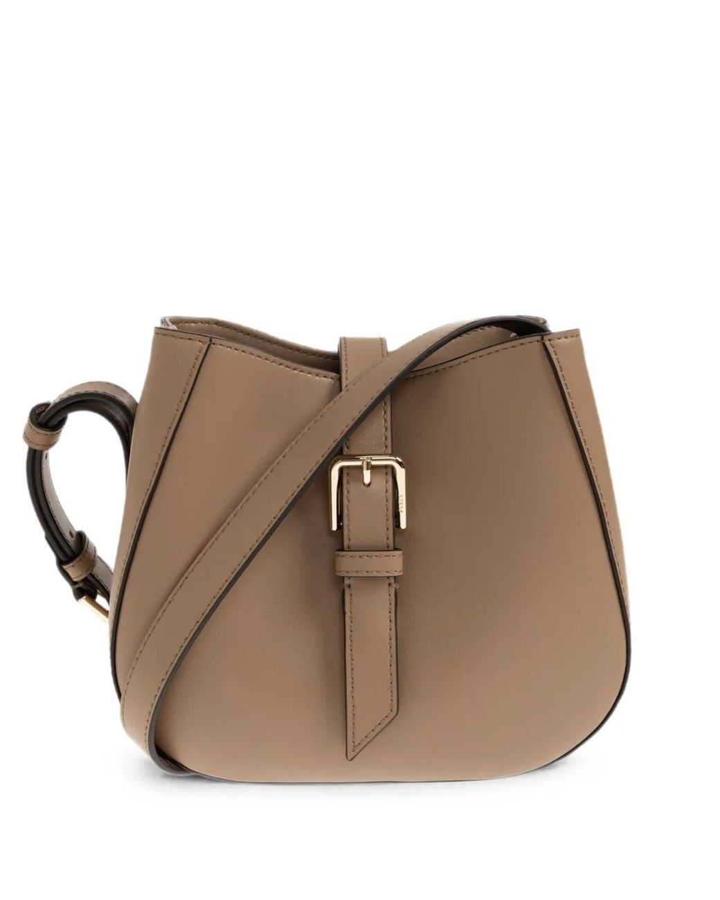Furla Brown Mini Dora Buckle-Strap Leather Shoulder Bag