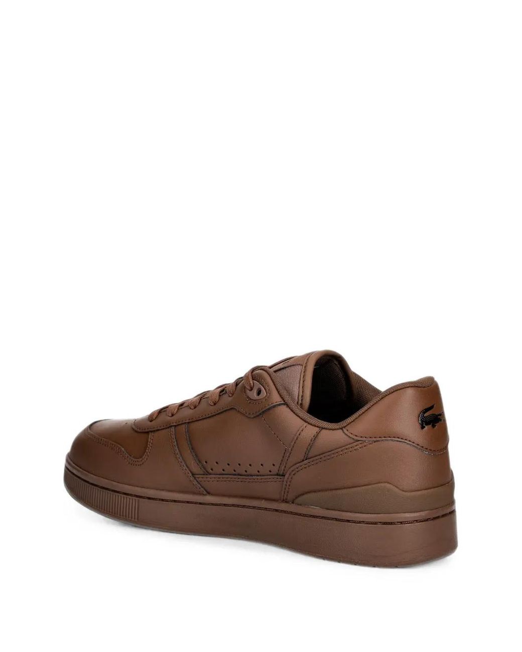 Lacoste Brown T-Clip Logo-Patch Leather Sneakers for men