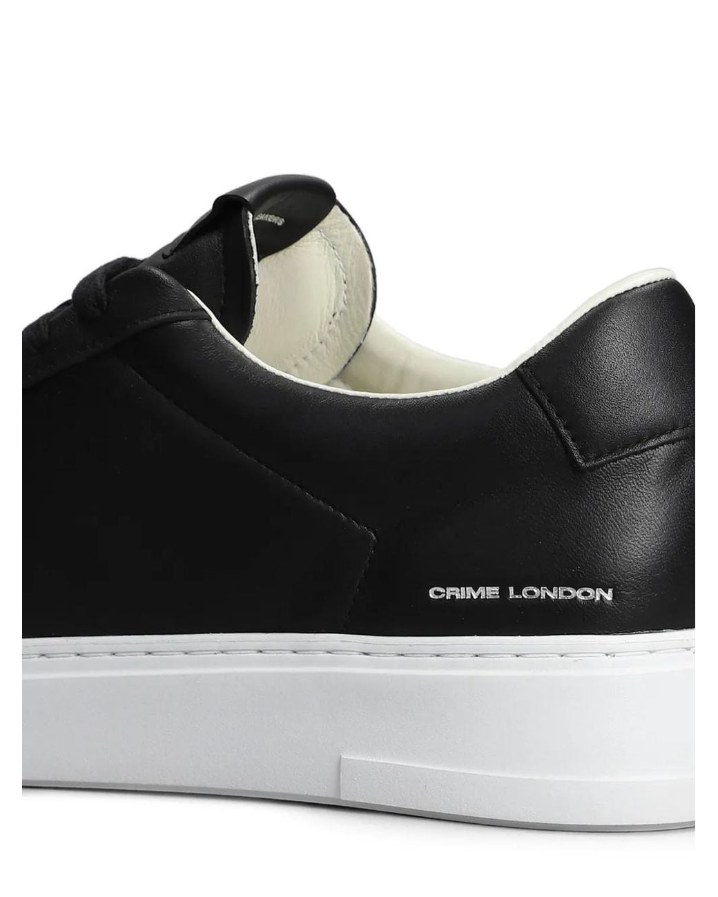 Crime London Black Leather Low-Top Sneakers for men