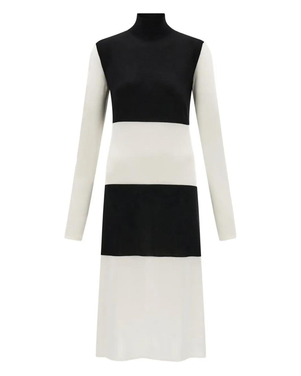 Ferragamo Black Colour-Block Turtleneck Dress