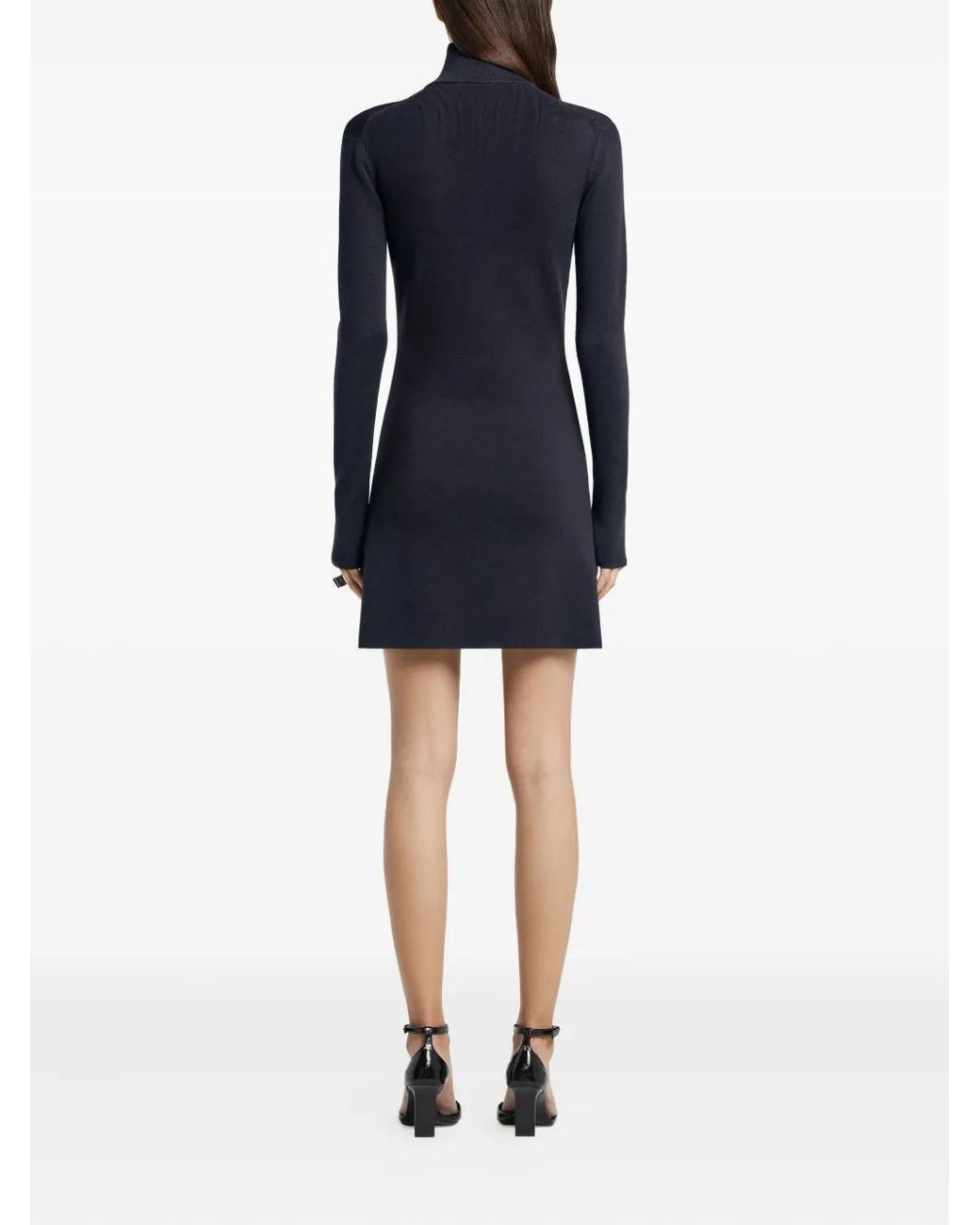 Courreges Blue Mock-Neck Zip-Front Mini Dress