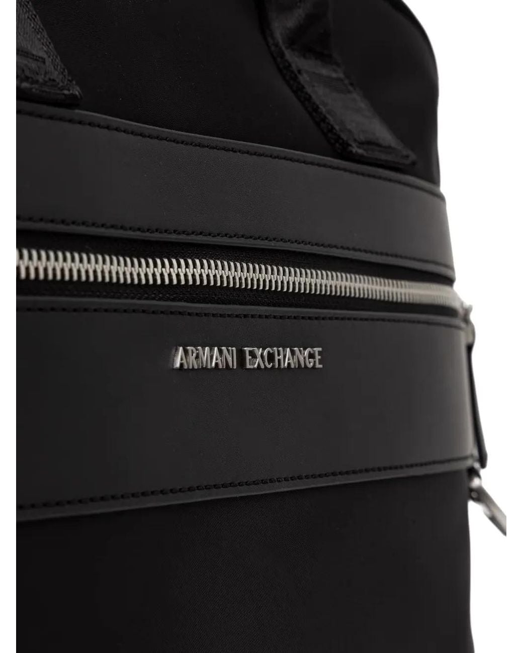 ARMANI EXCHANGE Black Logo-Plaque Laptop Bag for men
