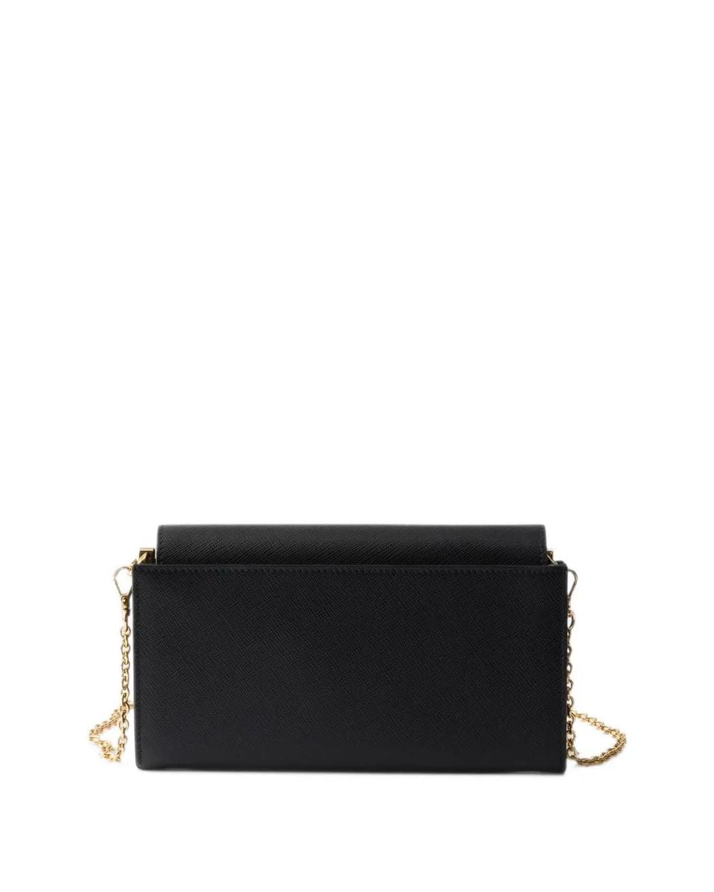 Prada Black Saffiano Leather Wallet With Shoulder Strap