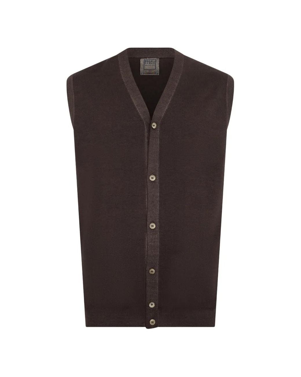 Fedeli Brown V-Neck Vest for men