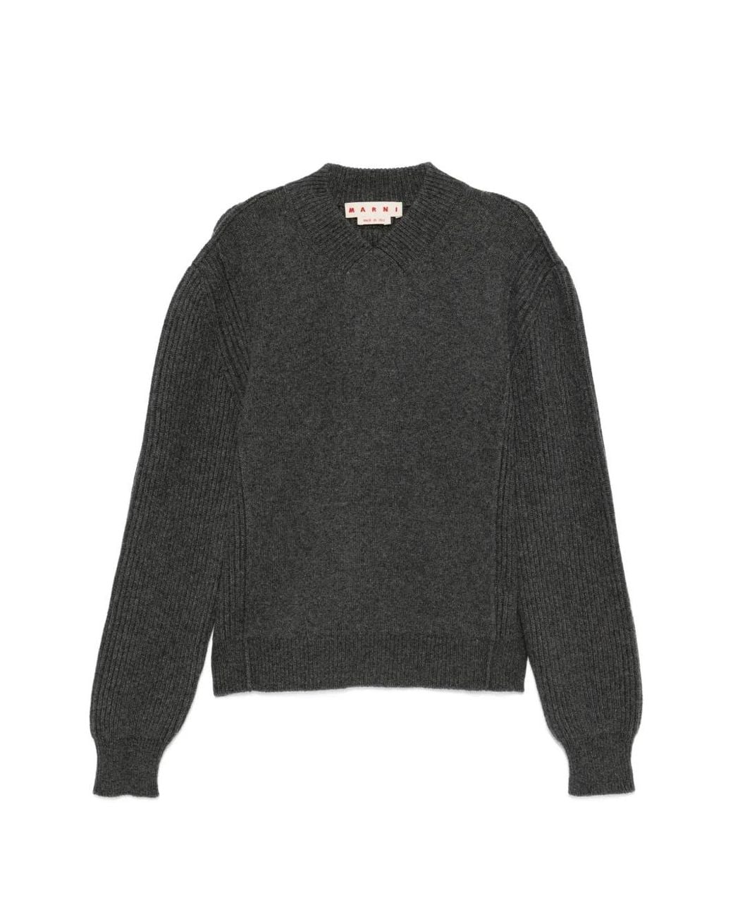 Marni Black Logo-Patch V-Neck Sweater for men