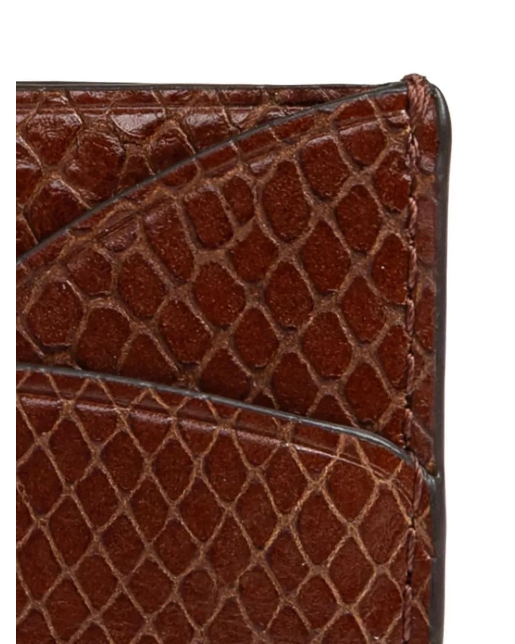 Tory Burch Brown Romy Snake-Embossed Flat Card Case