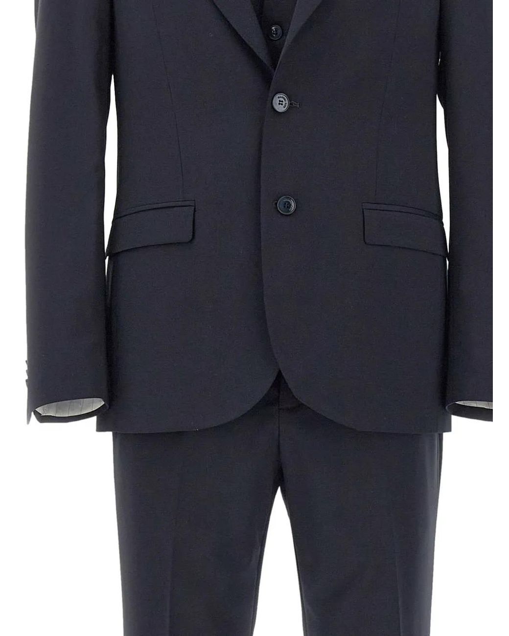 Manuel Ritz Blue Peaked-Lapel Three-Piece Suit for men
