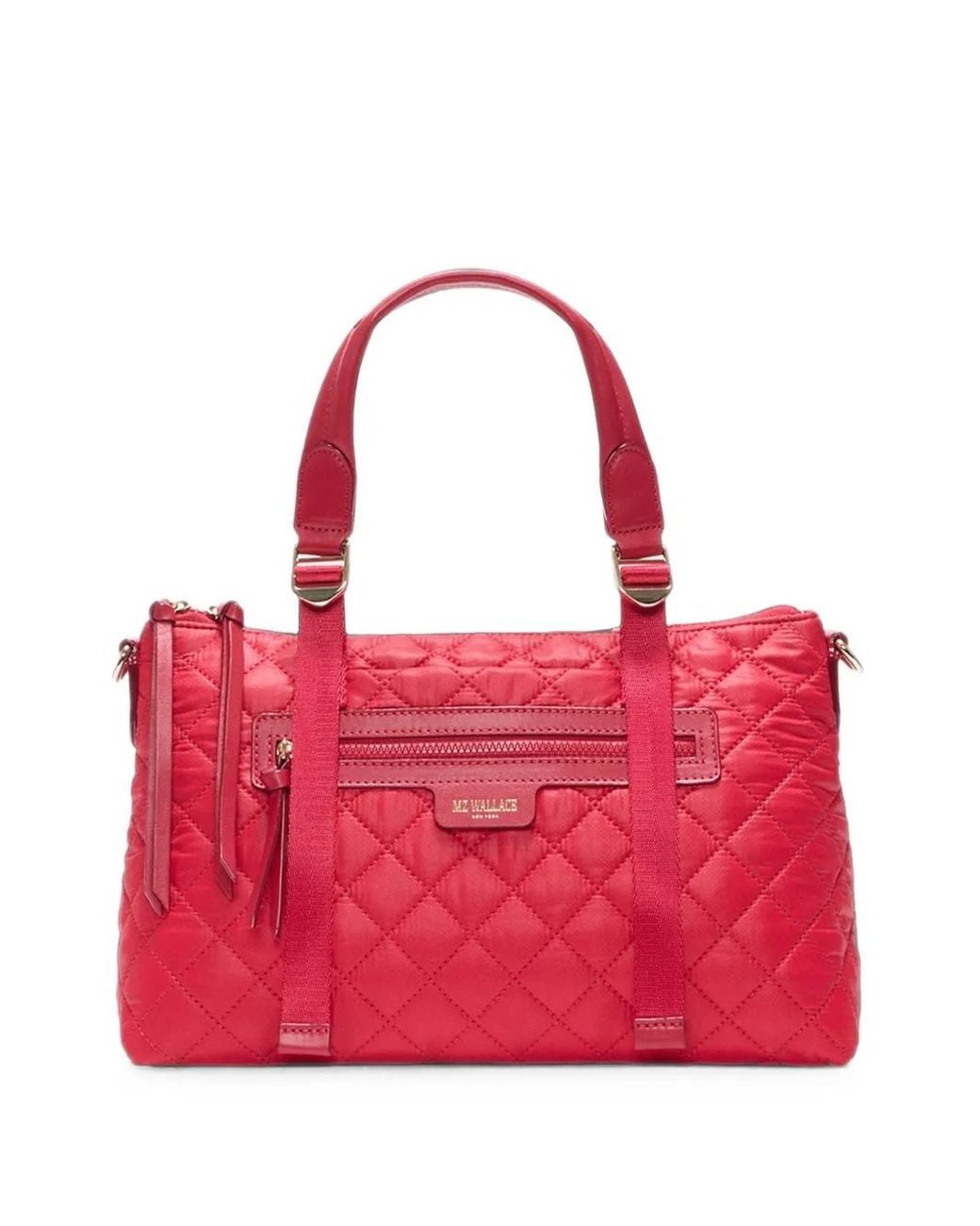 MZ Wallace Red Small Park Quilted Leather Tote Bag